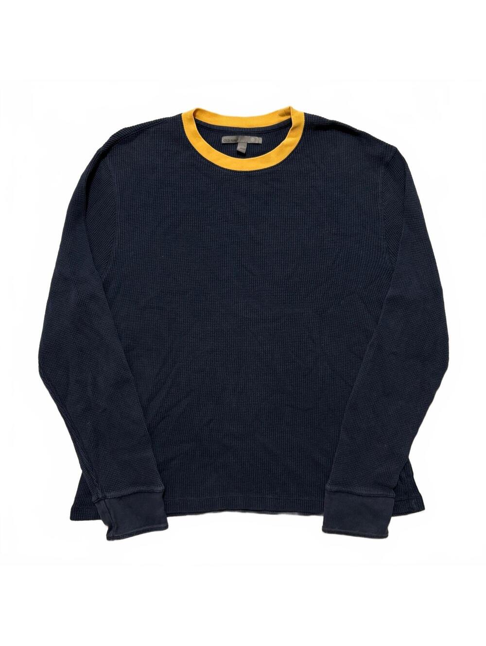 VTG Y2K Old Navy Waffle Knit Long Sleeve Thermal T-Shirt Men's L Navy